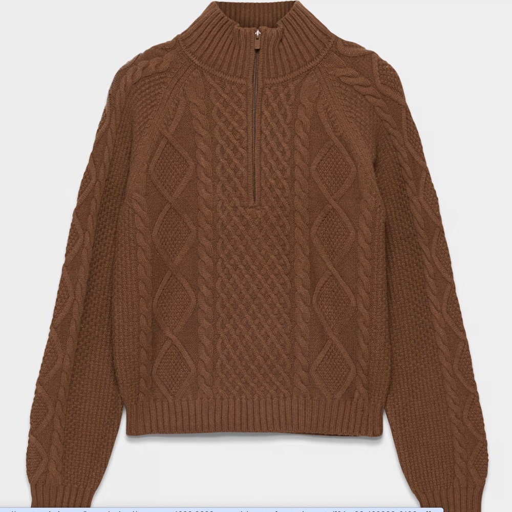 Aritzia “Sunday Best” Brown 1/4 Zip Sweater, S